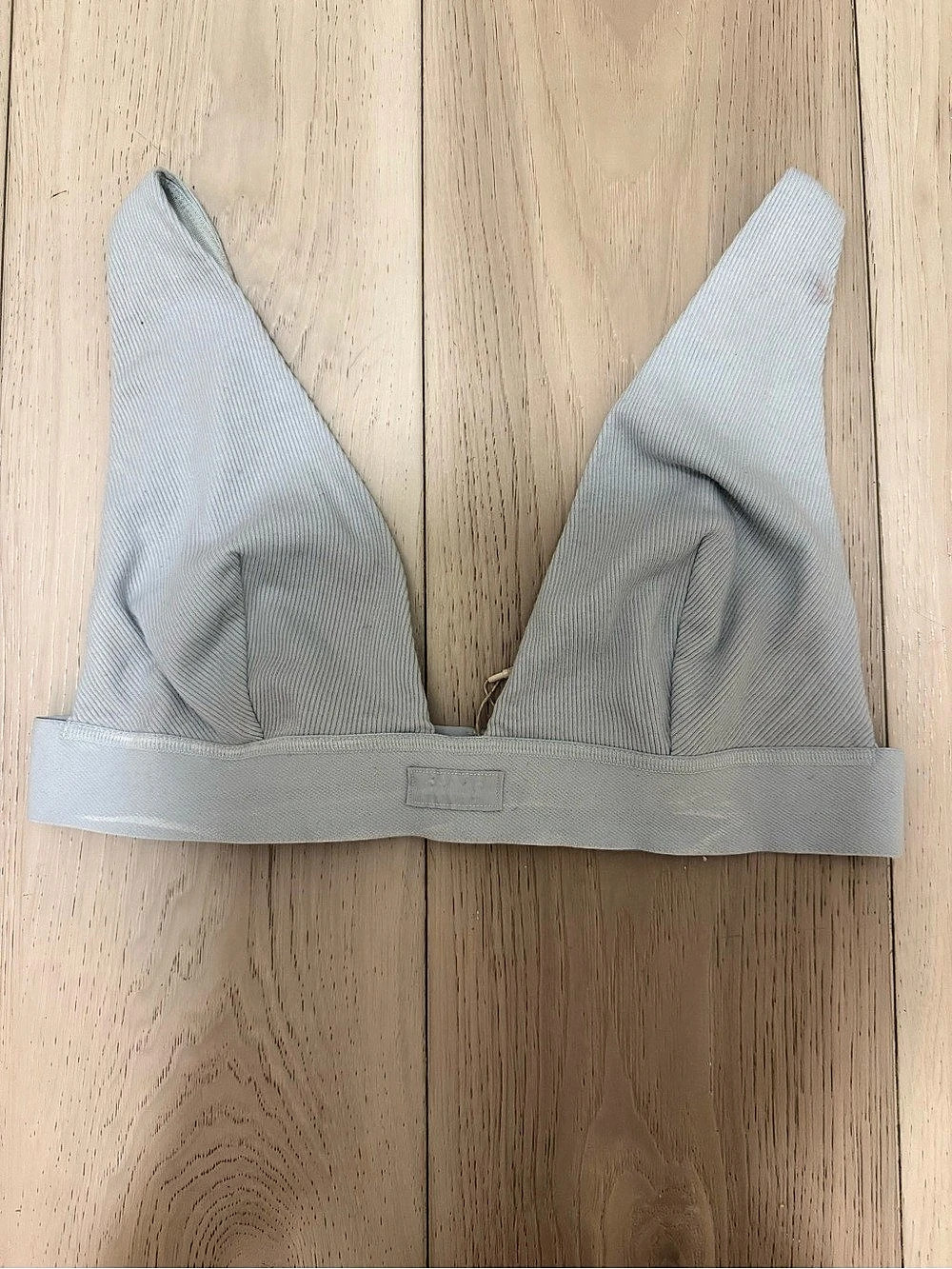 SKIMS Cotton Rib Plunge Bralette Powder Blue
